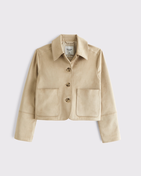 Women's Vegan Suede Button-Through Jacket | Women's Clearance
