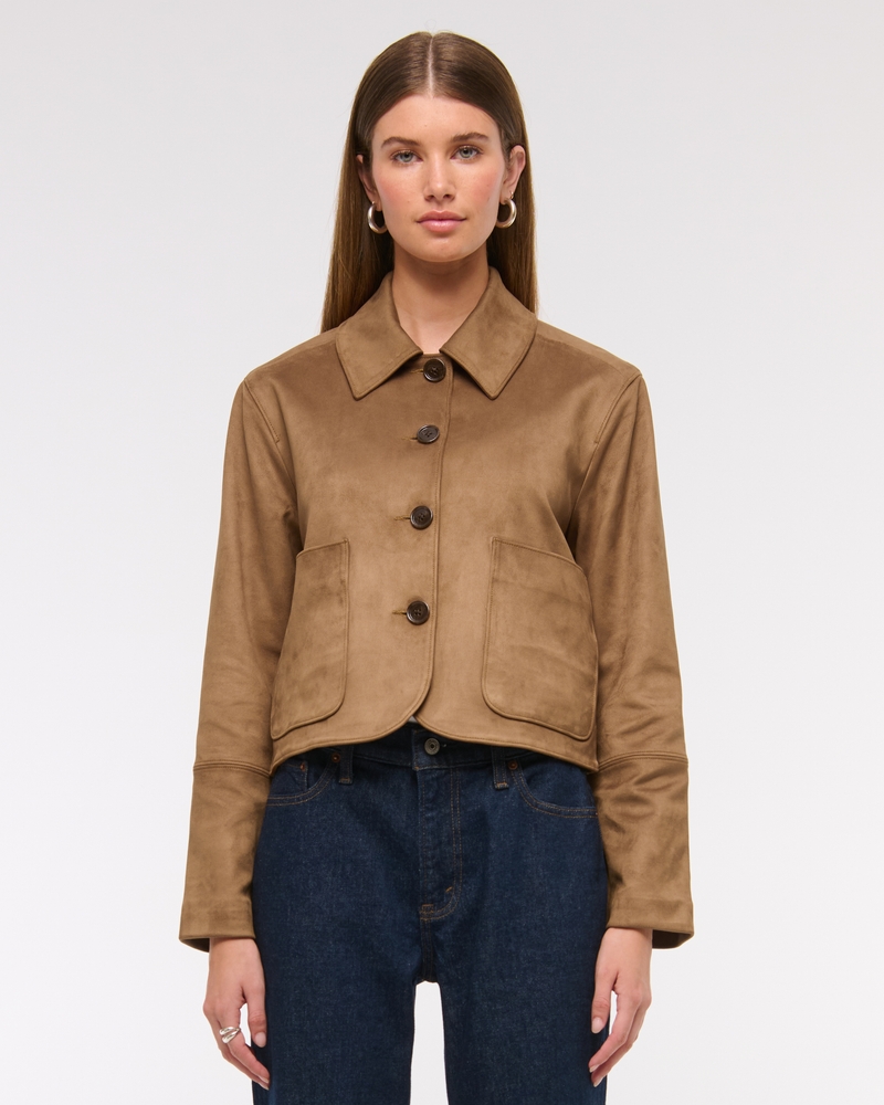 Vegan Suede Button-Through Jacket