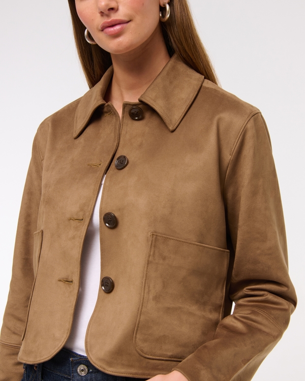 Vegan Suede Button-Through Jacket