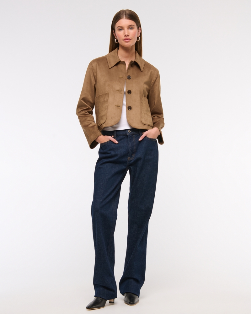 Vegan Suede Button-Through Jacket