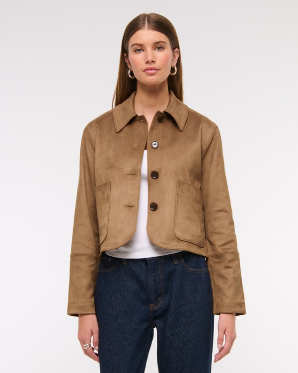 Vegan Suede Button-Through Jacket