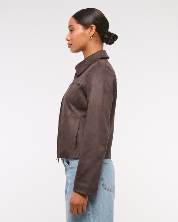 Zip-Front Vegan Suede Jacket