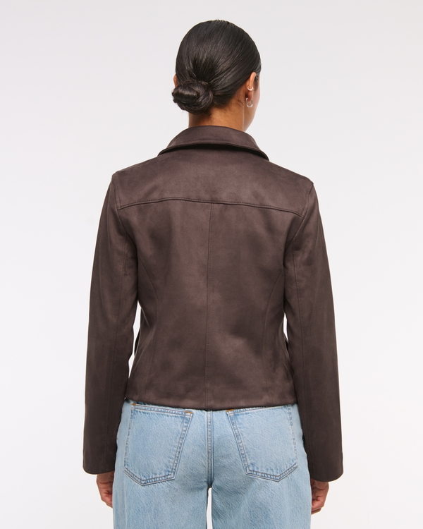 Zip-Front Vegan Suede Jacket