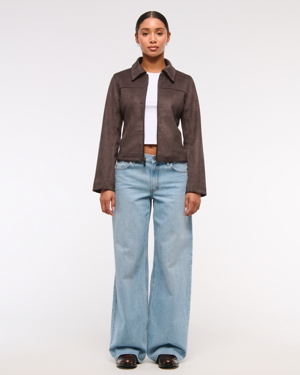 Zip-Front Vegan Suede Jacket