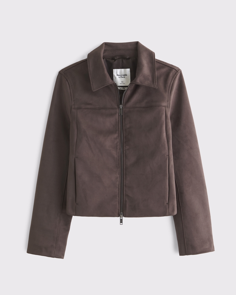 Women's Zip-Front Vegan Suede Jacket | Women's Coats Women's Zip-Front Vegan Suede Jacket | Women's Coats