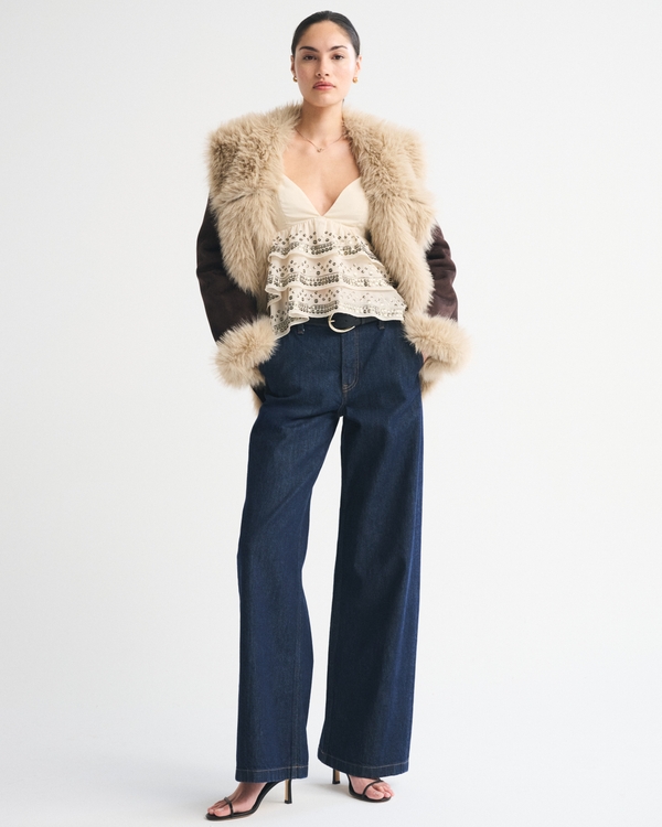 Vegan Suede Shearling Coat