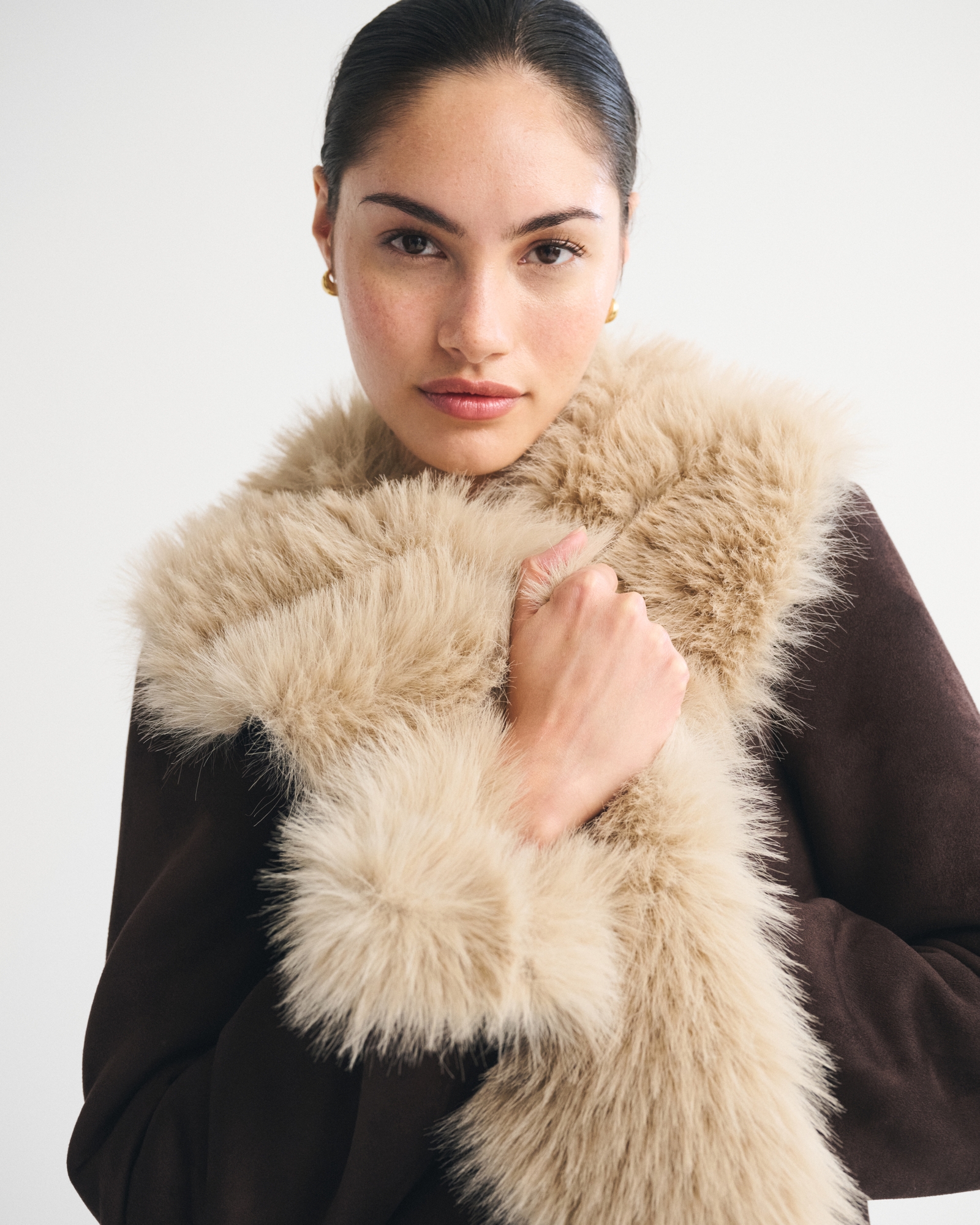 Vegan Suede Shearling Coat