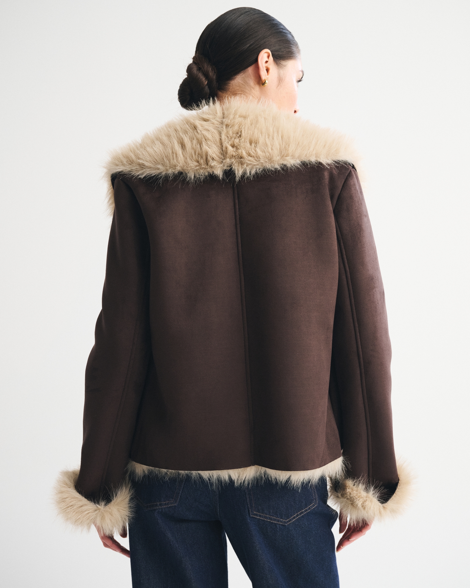 Vegan Suede Shearling Coat