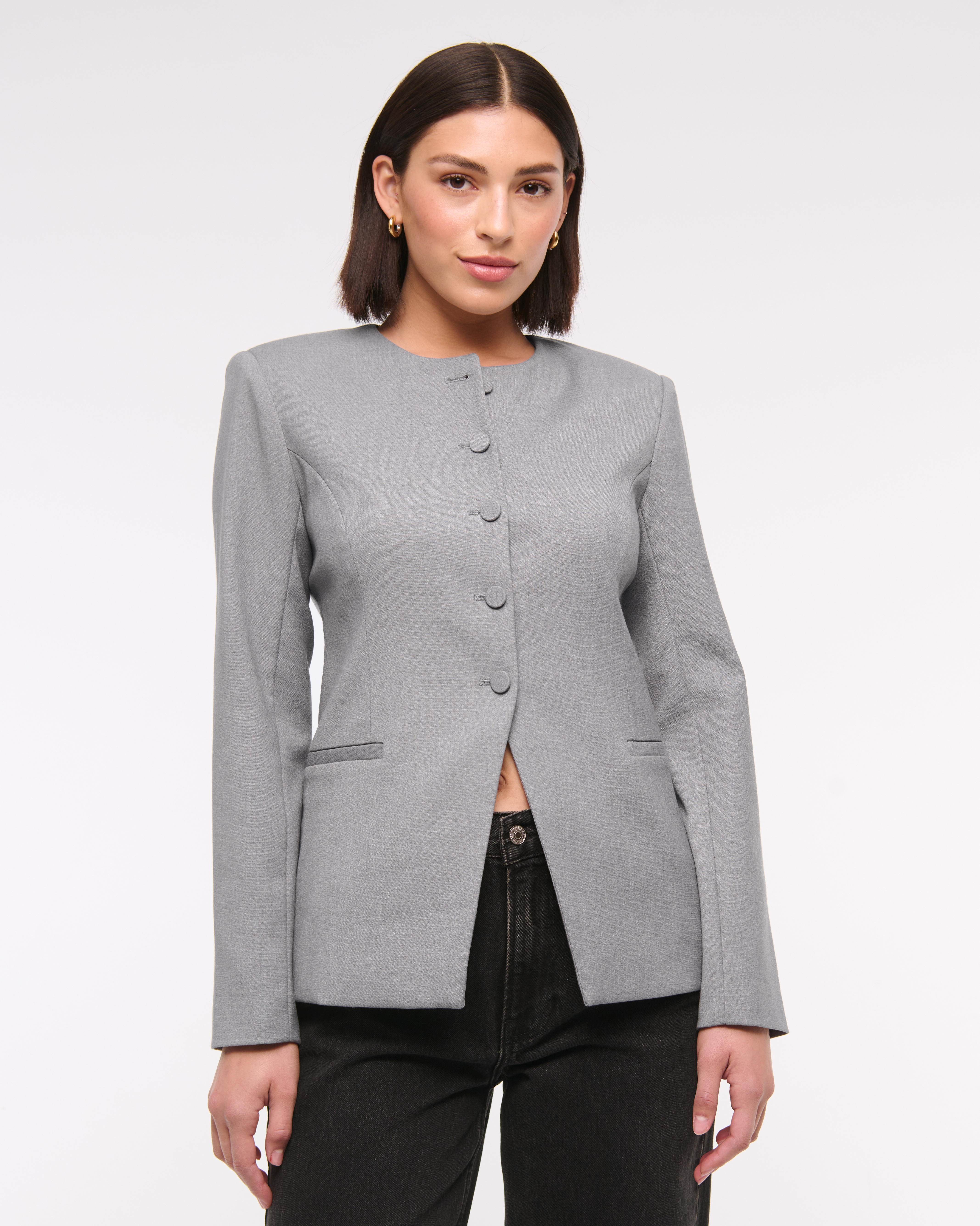 semoh　Collarless Jacket Women's Collarless Suiting Blazer | Women's Coats & Jackets