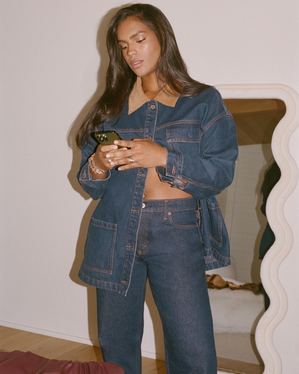 Denim Utility Shirt Jacket, Dark Rinse view 1
