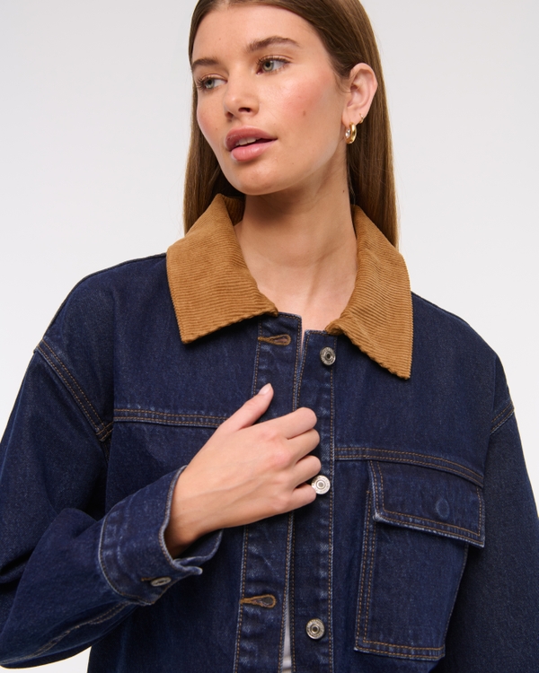 Chaqueta utilitaria de denim, Lavado Oscuro view 2
