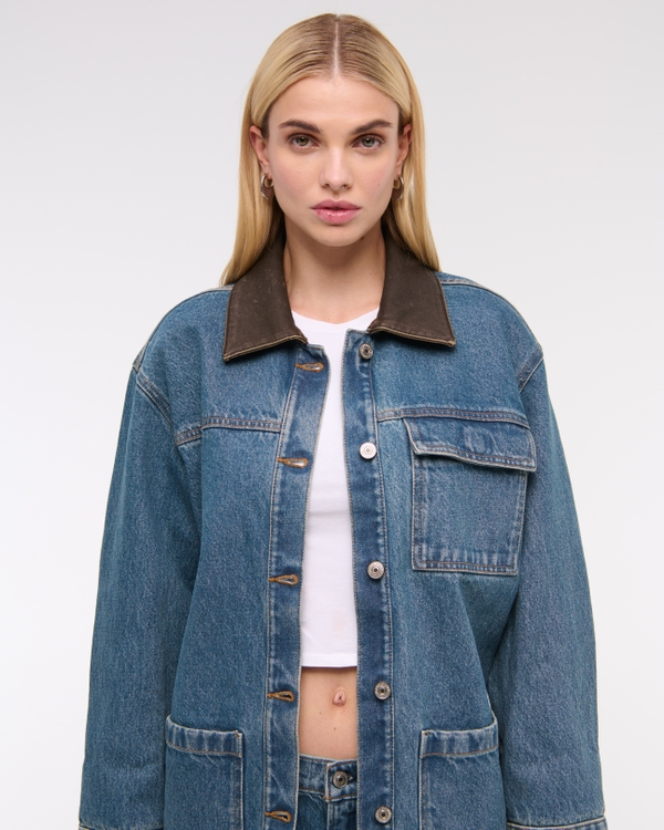 Women's Denim Utility Shirt Jacket | Women's Clearance