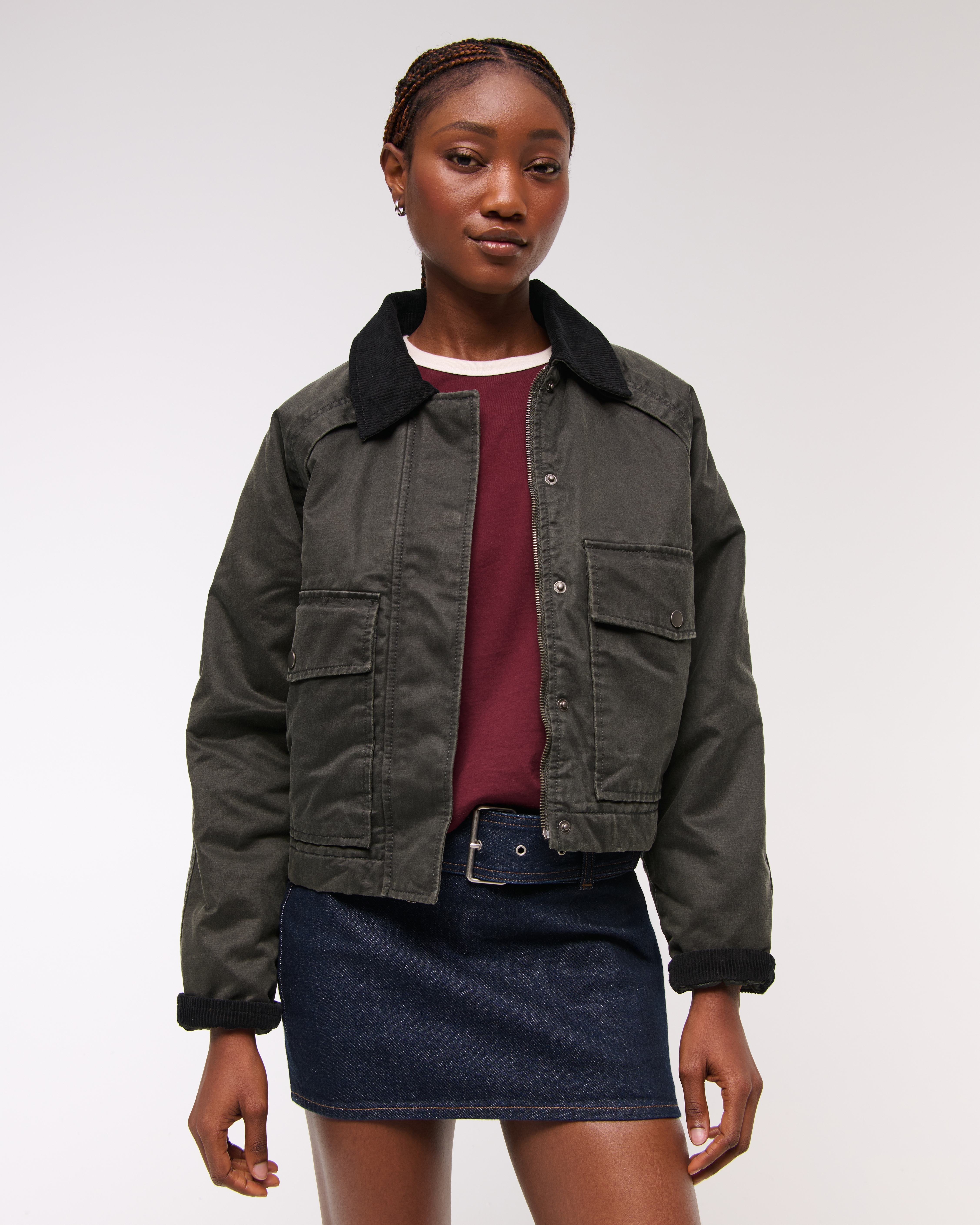 Abercrombie & Fitch Short Waxed Chore Jacket In Black