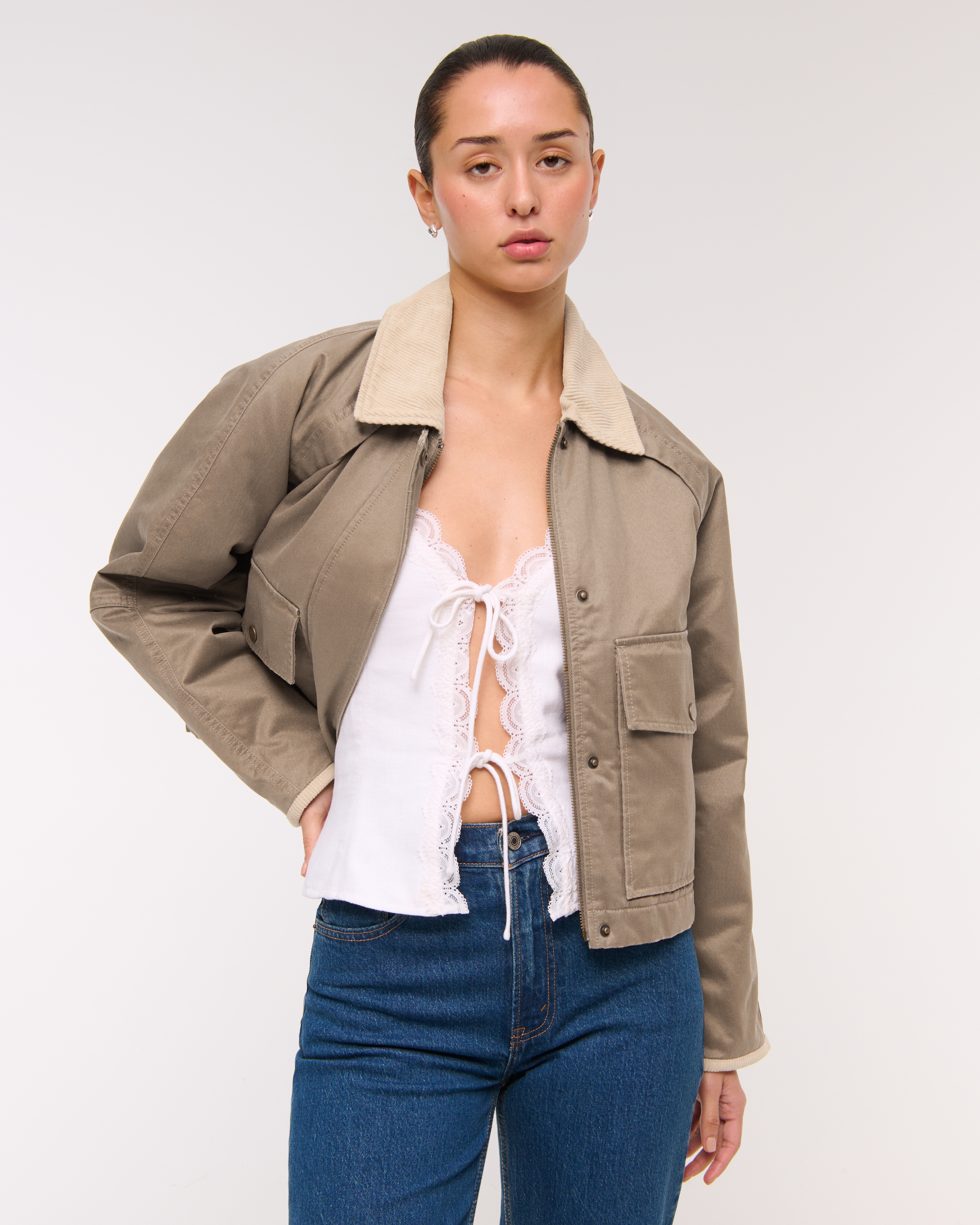 Abercrombie & Fitch Short Waxed Chore Jacket In Brown