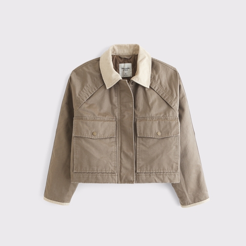 Женские куртки Abercrombie & Fitch Short Waxed Chore Jacket