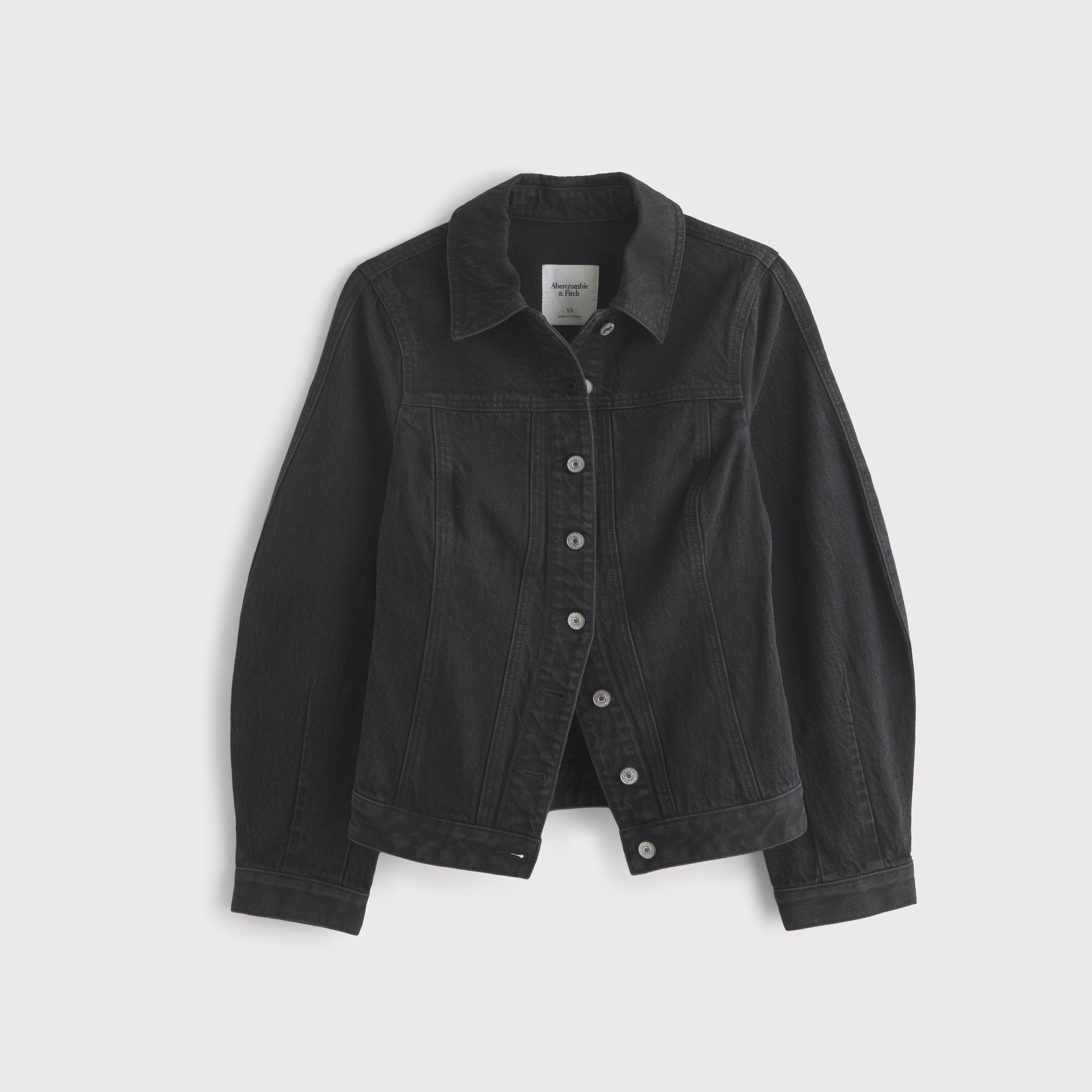 Abercrombie & Fitch Slim Barrel Sleeve Denim Jacket In Black