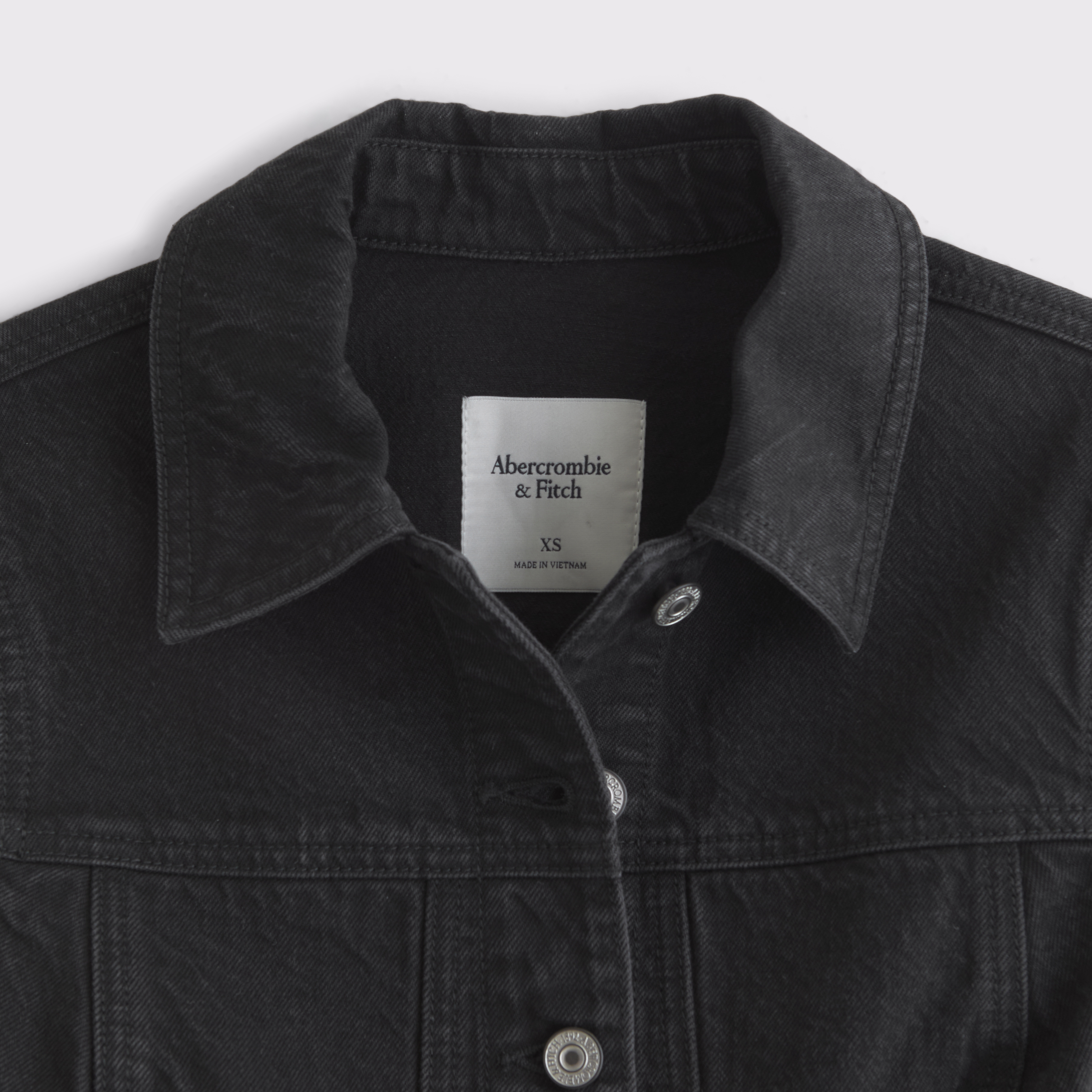 Abercrombie & Fitch Slim Barrel Sleeve Denim Jacket In Black