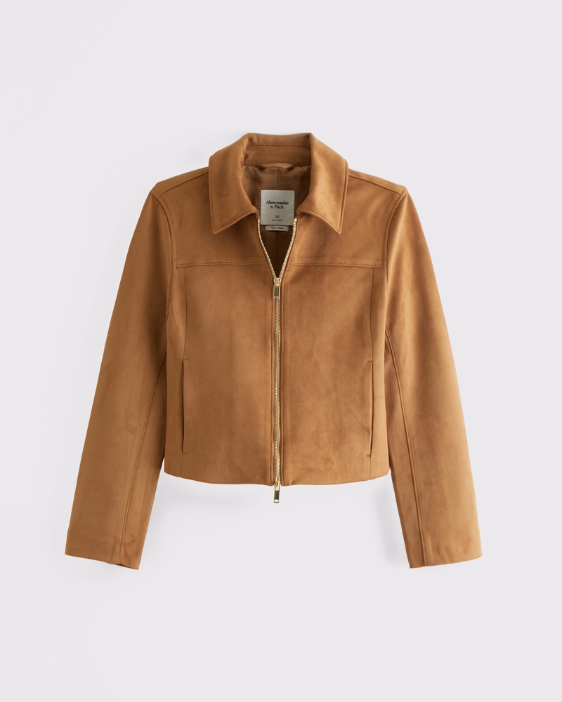 Women's Zip-Front Vegan Suede Jacket | Women's Coats Women's Zip-Front Vegan Suede Jacket | Women's Coats