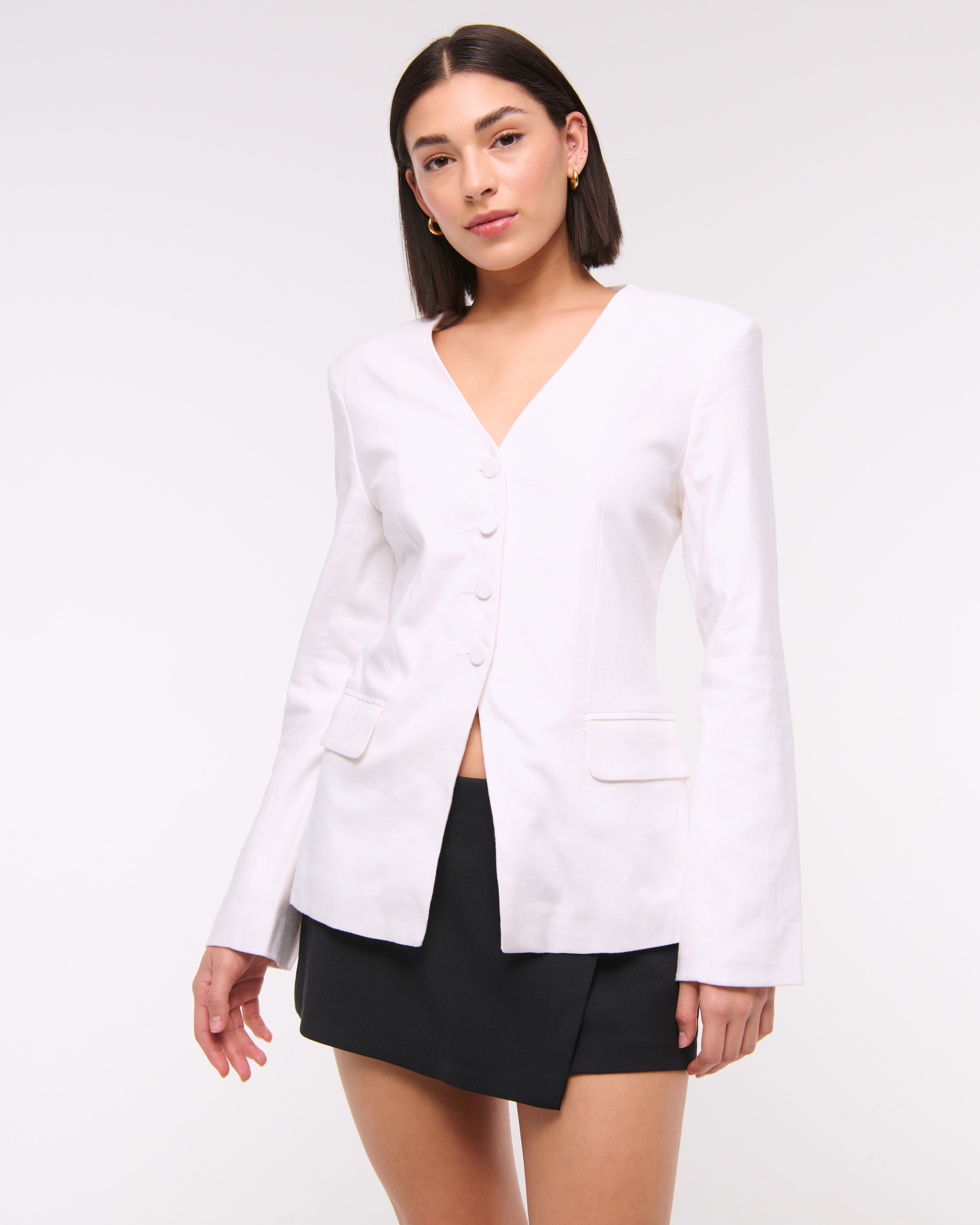 【送料&関税込】ChloAC White Cotton Blend Blazer Linen and cotton blazer for men 552092812 Optical White