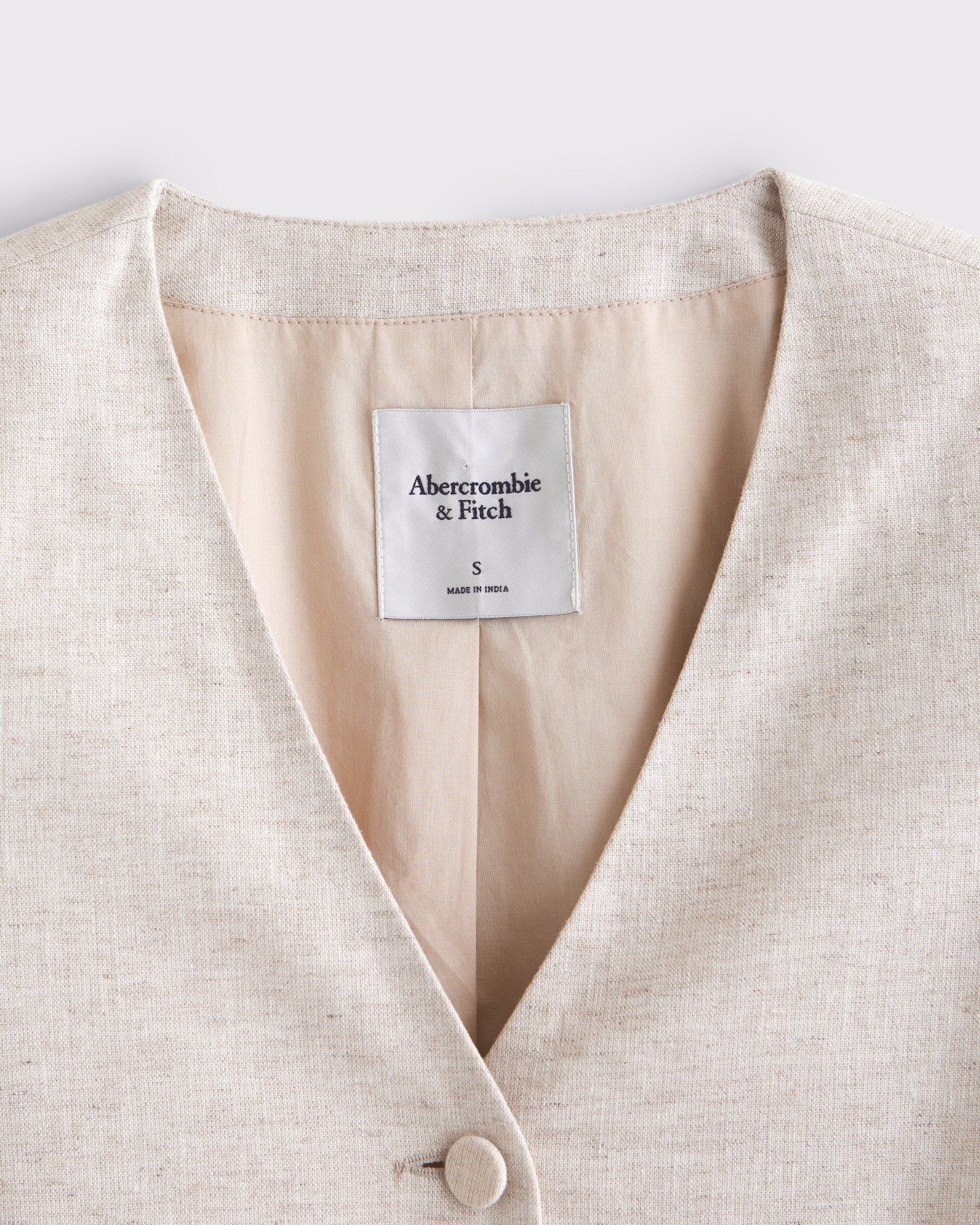 Linen-Blend Collarless Blazer