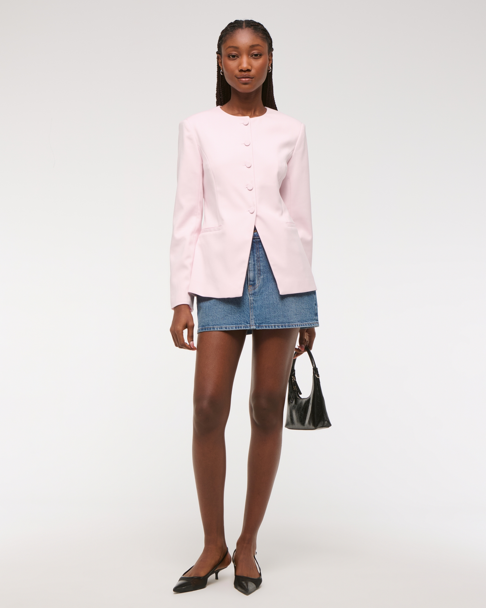 Collarless Suiting Blazer