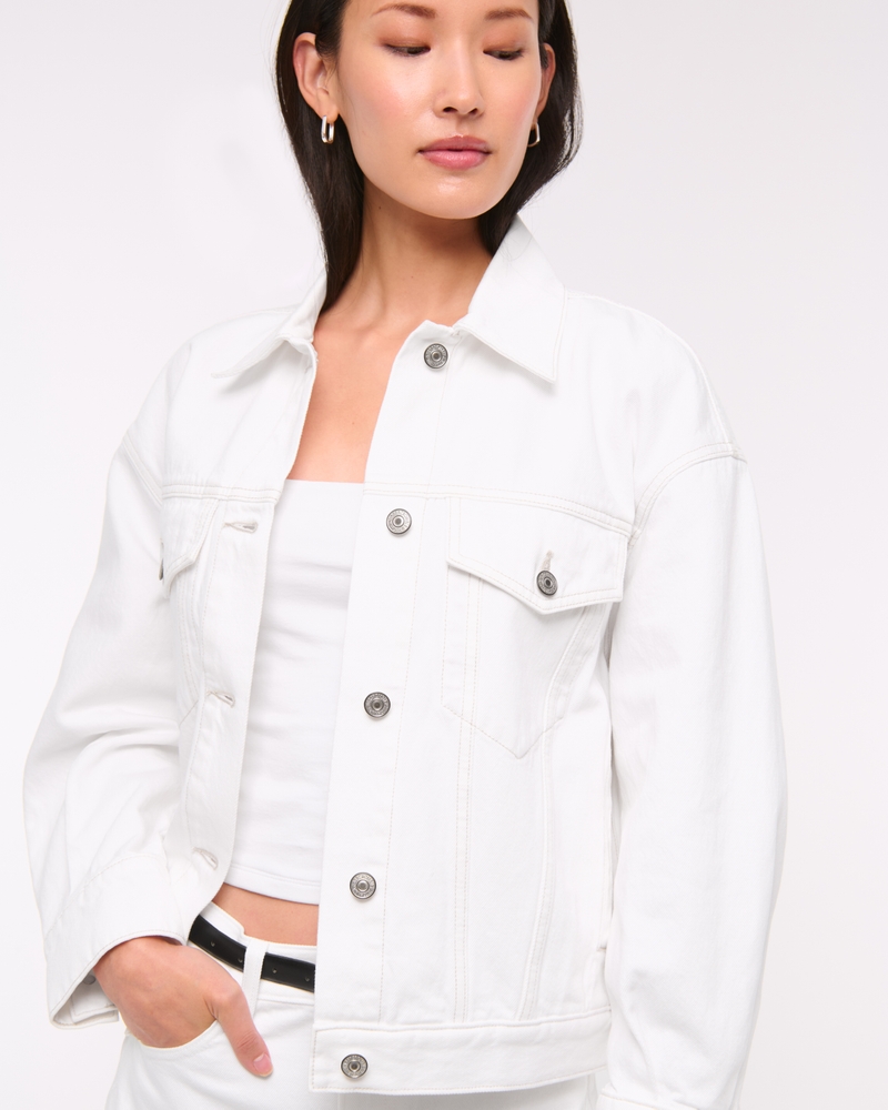 Oversized Distressed Denim Trucker Jacket