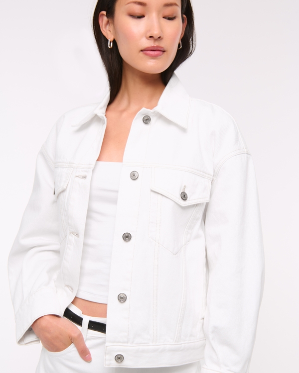 Oversized Distressed Denim Trucker Jacket