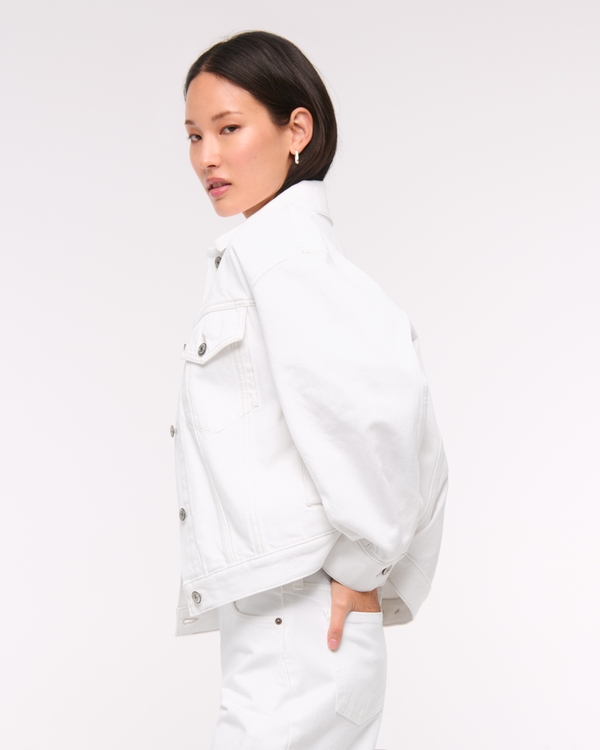 Women's Oversized Distressed Denim Trucker Jacket | Women's