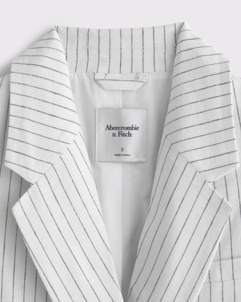 Double-Breasted Linen-Blend Slouchy Blazer