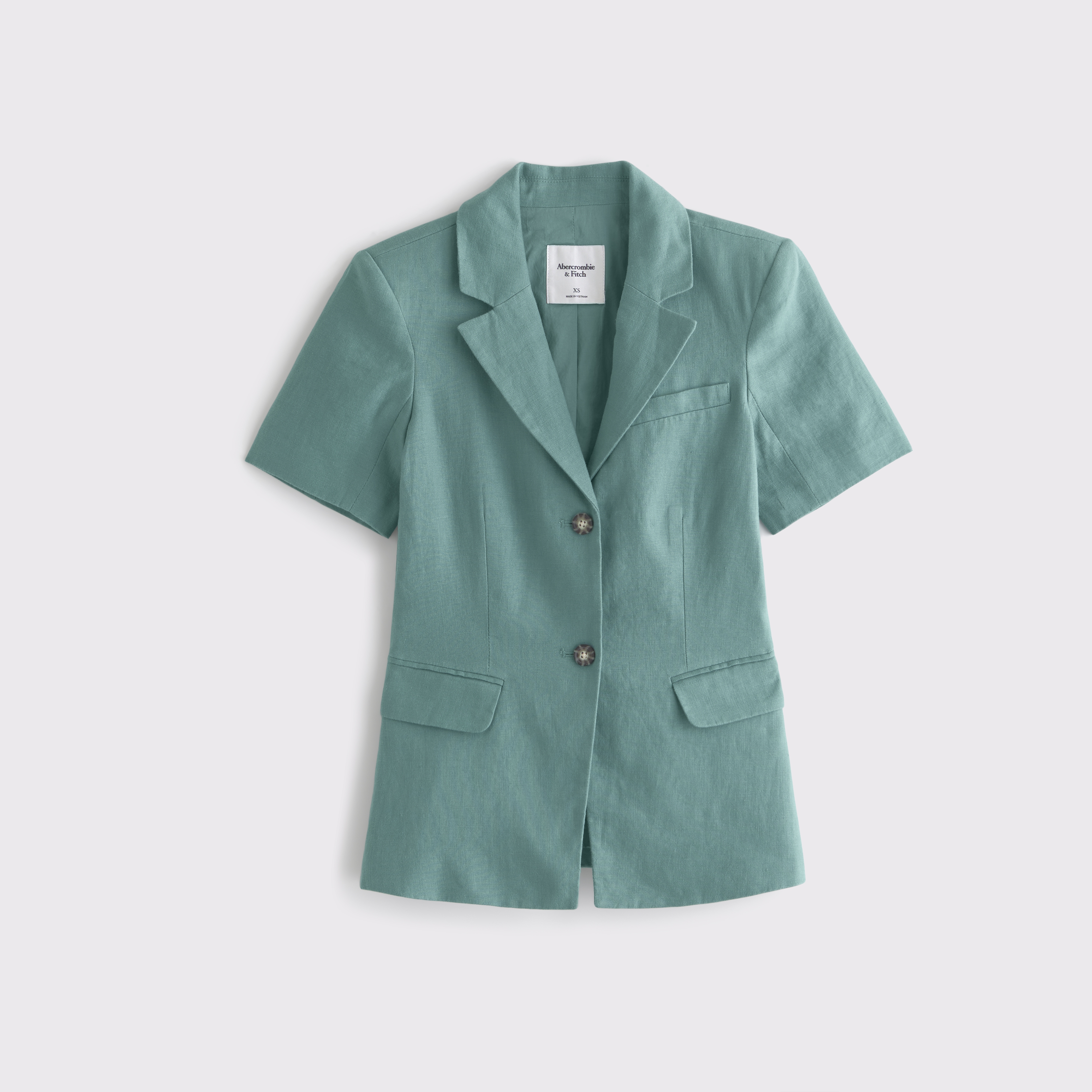 Abercrombie & Fitch Short-sleeve Premium Linen Blazer In Green