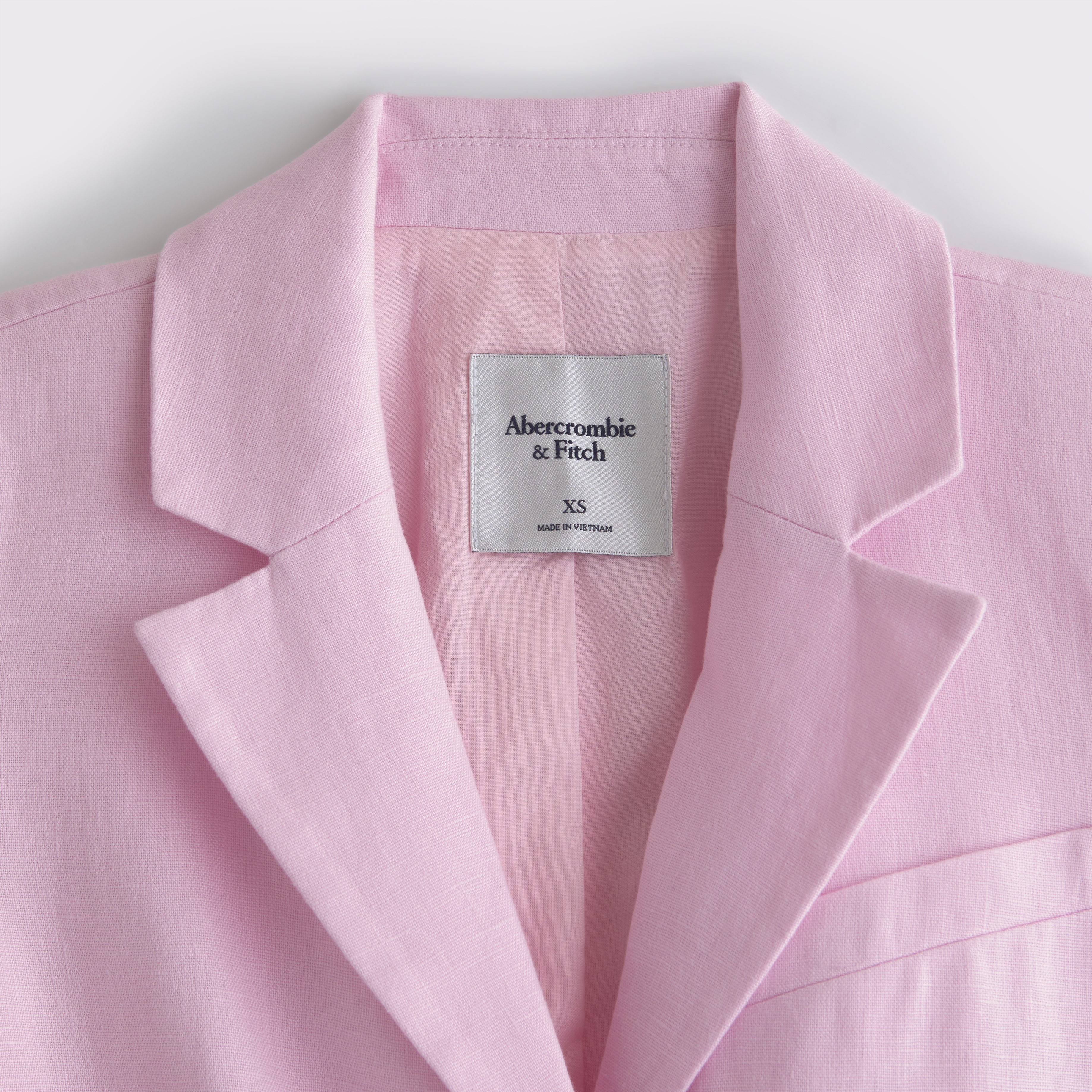 Abercrombie & Fitch Short-sleeve Premium Linen Blazer In Pink