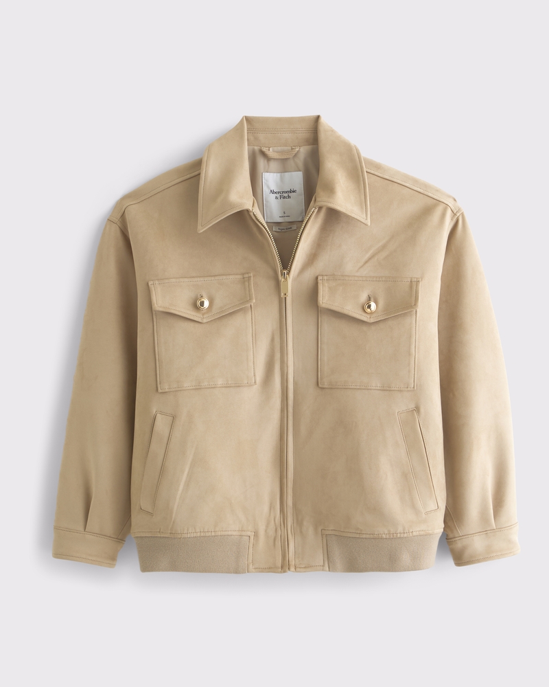 Women's Vegan Suede Bomber Jacket | Women's Clearance