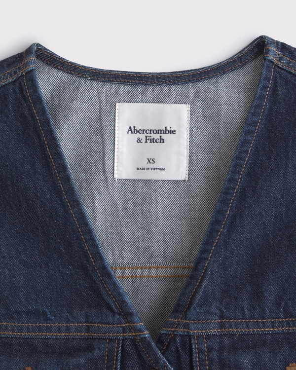 V-Neck Denim Vest, Dark Wash view 2