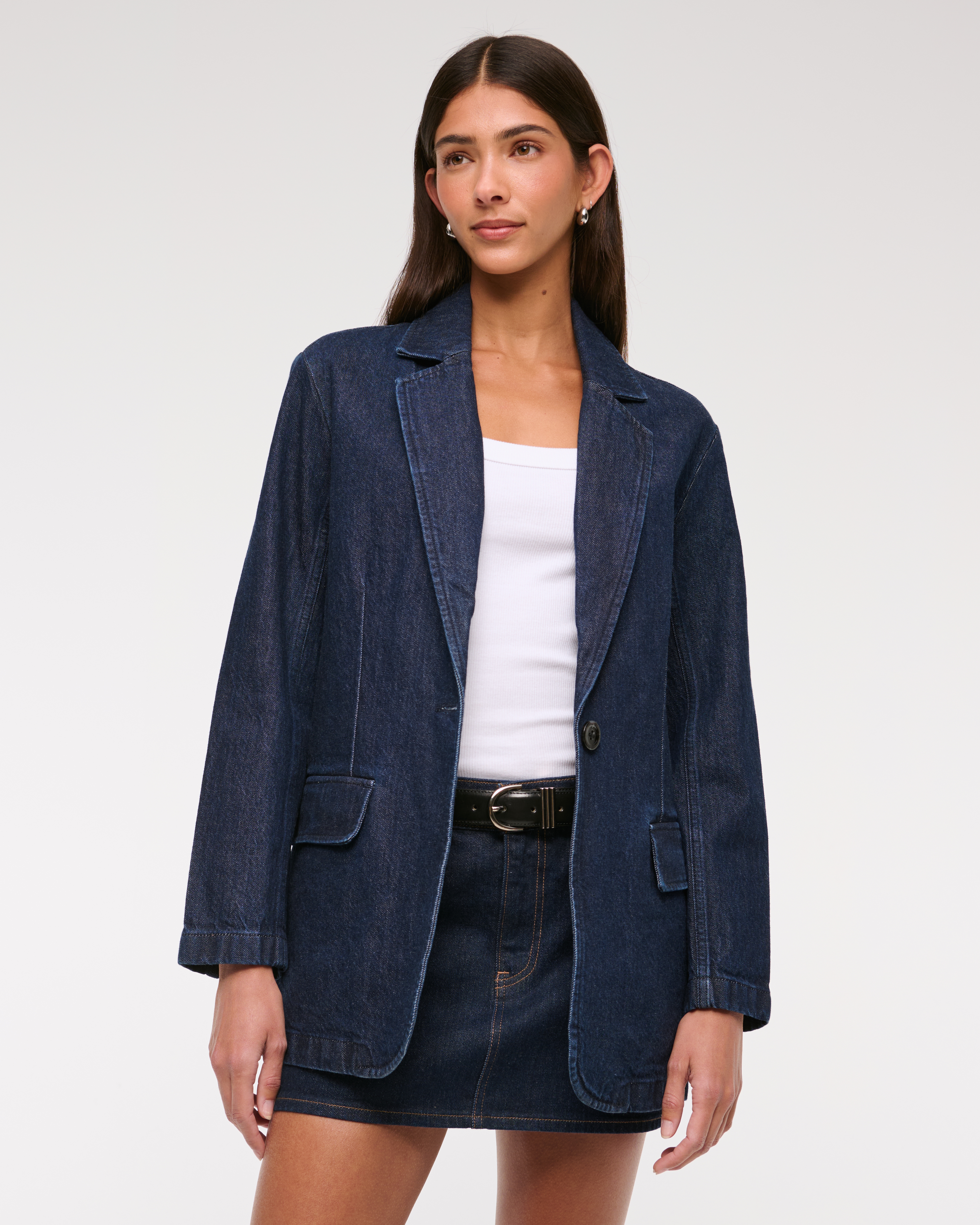 アウターその他 BOSS Woman Blazer Denim 50530831 415 HUGO Boss Women's Logo Long Sleeve Denim Jacket Size M NWT