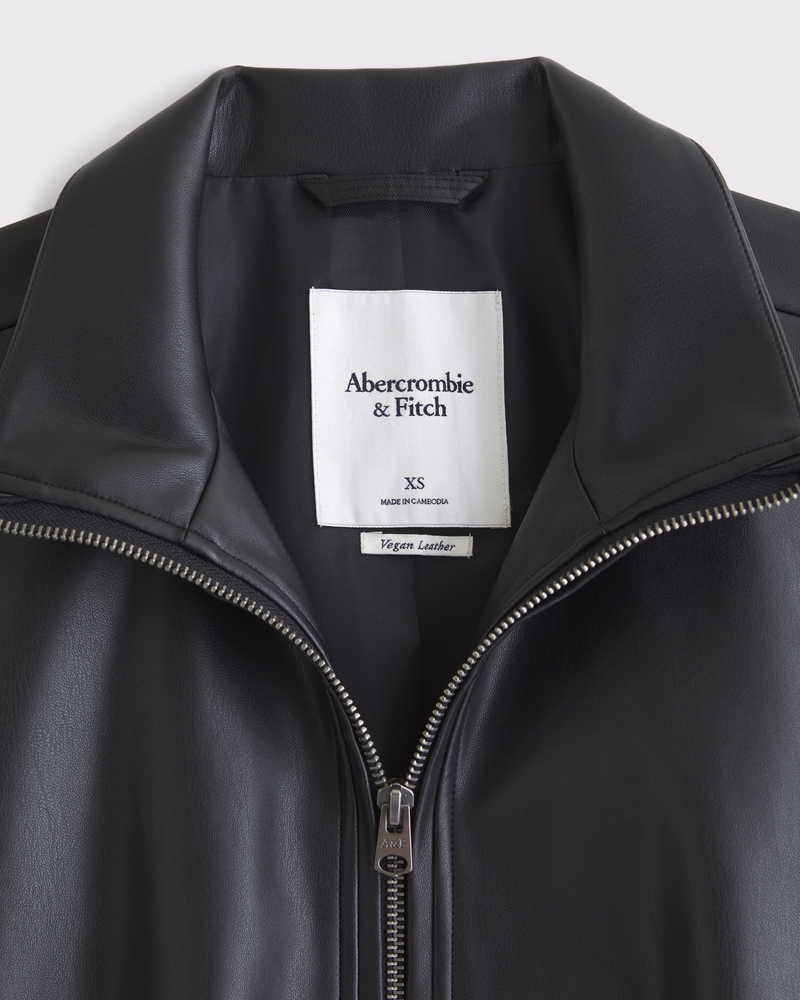 Women's Bubble Hem Vegan Leather Bomber Jacket | Women's