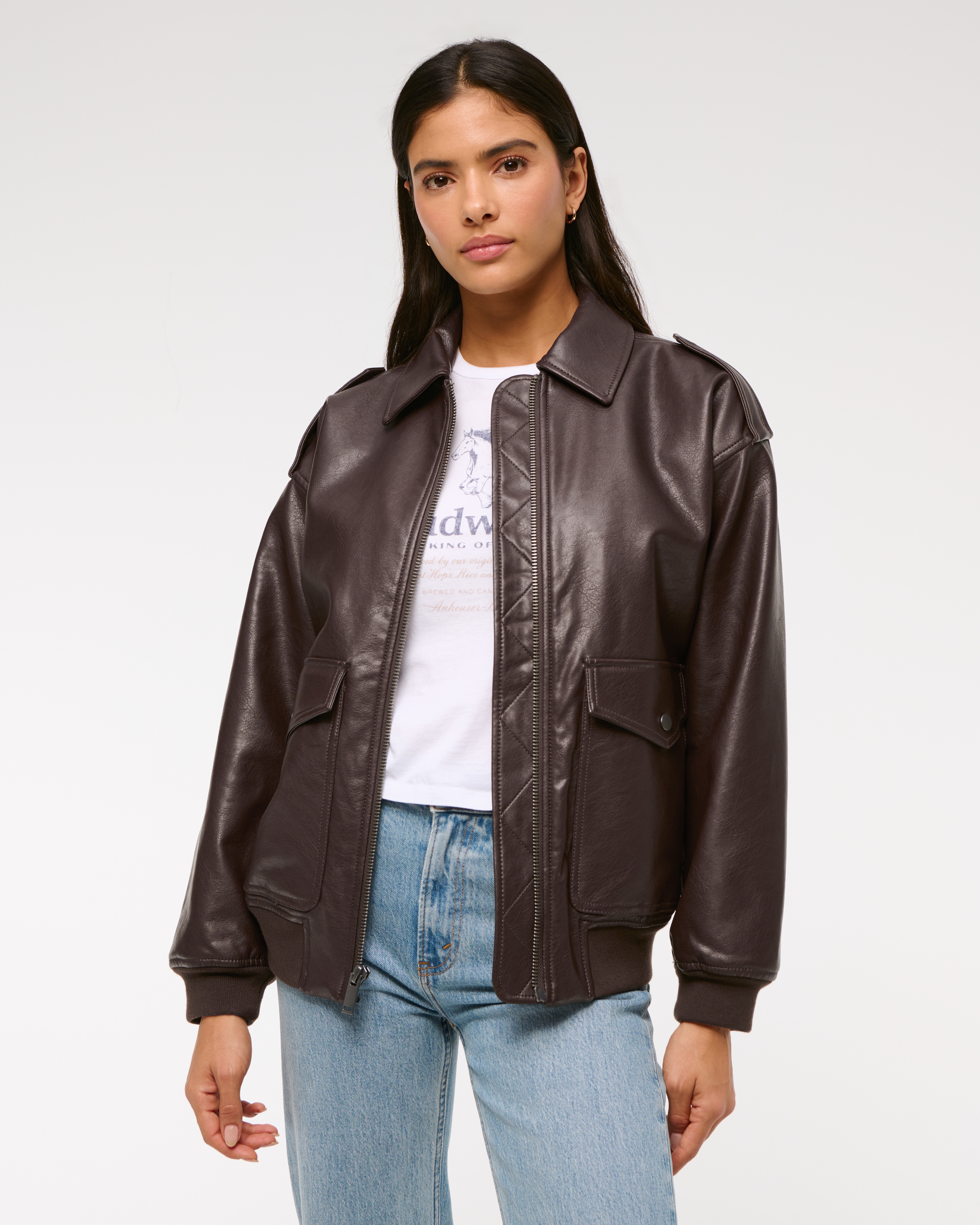 レビュー高評価の商品 Women's Women's | Jacket Bomber Utility Leather Vegan ジャケット・アウター