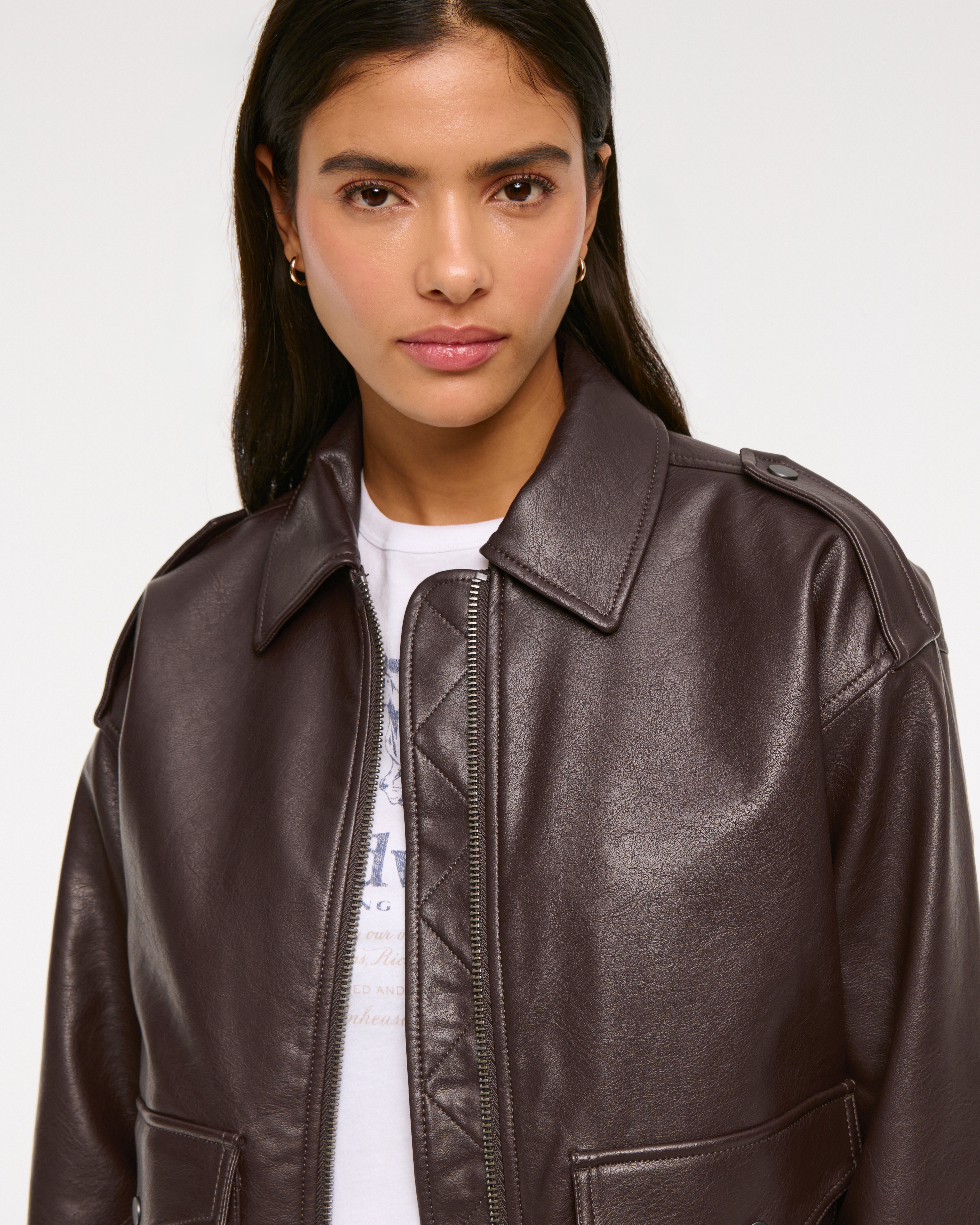 Women's Vegan Leather Utility Bomber Jacket | Women's