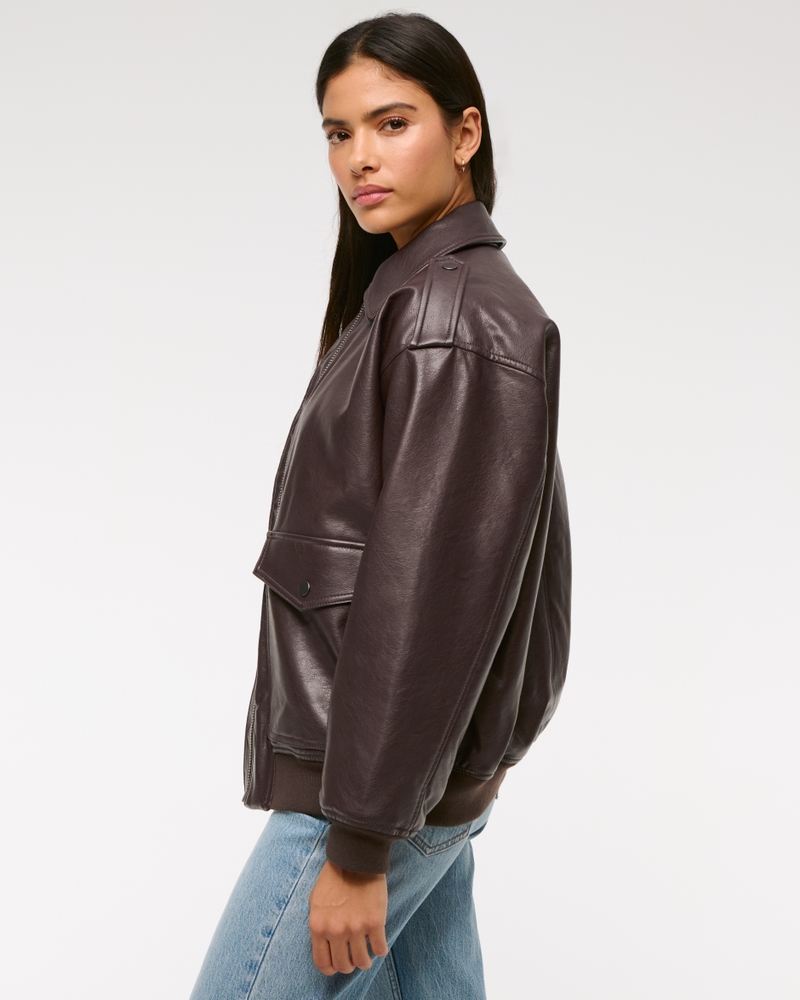 Vegan Leather Utility Bomber Jacket