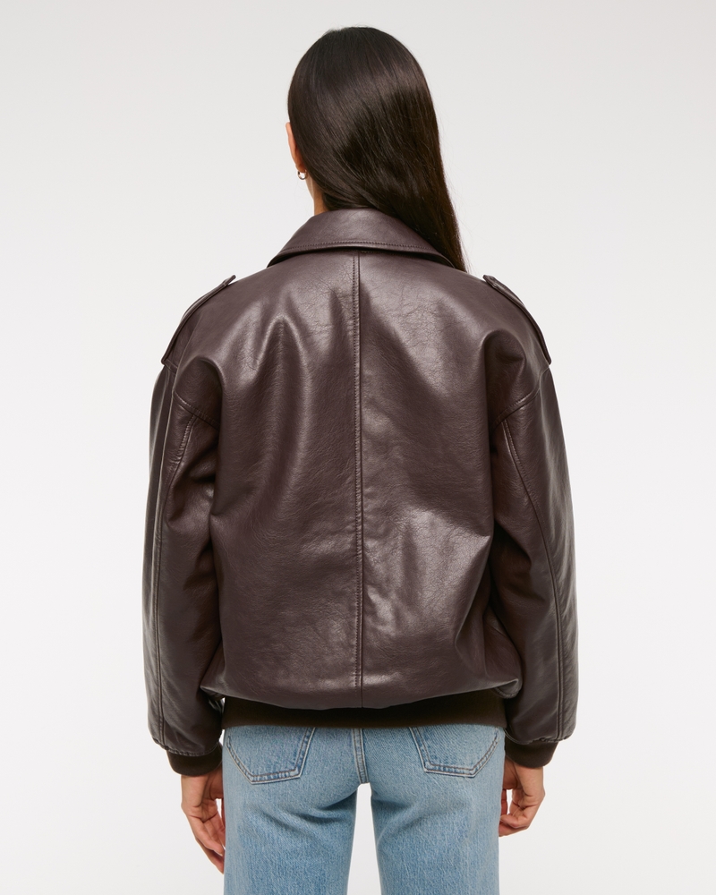 Vegan Leather Utility Bomber Jacket