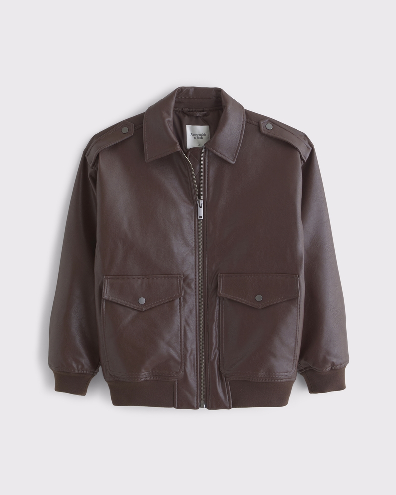 Women's Vegan Leather Utility Bomber Jacket | Women's