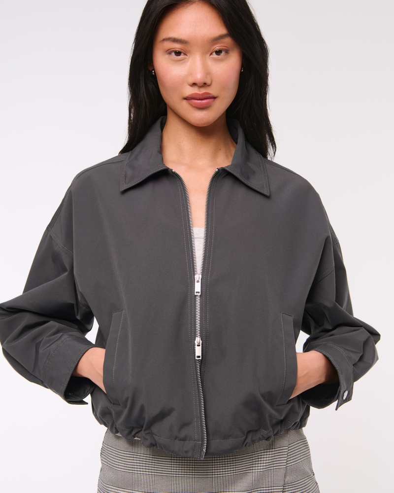 Cinched-Hem Double-Zip Jacket