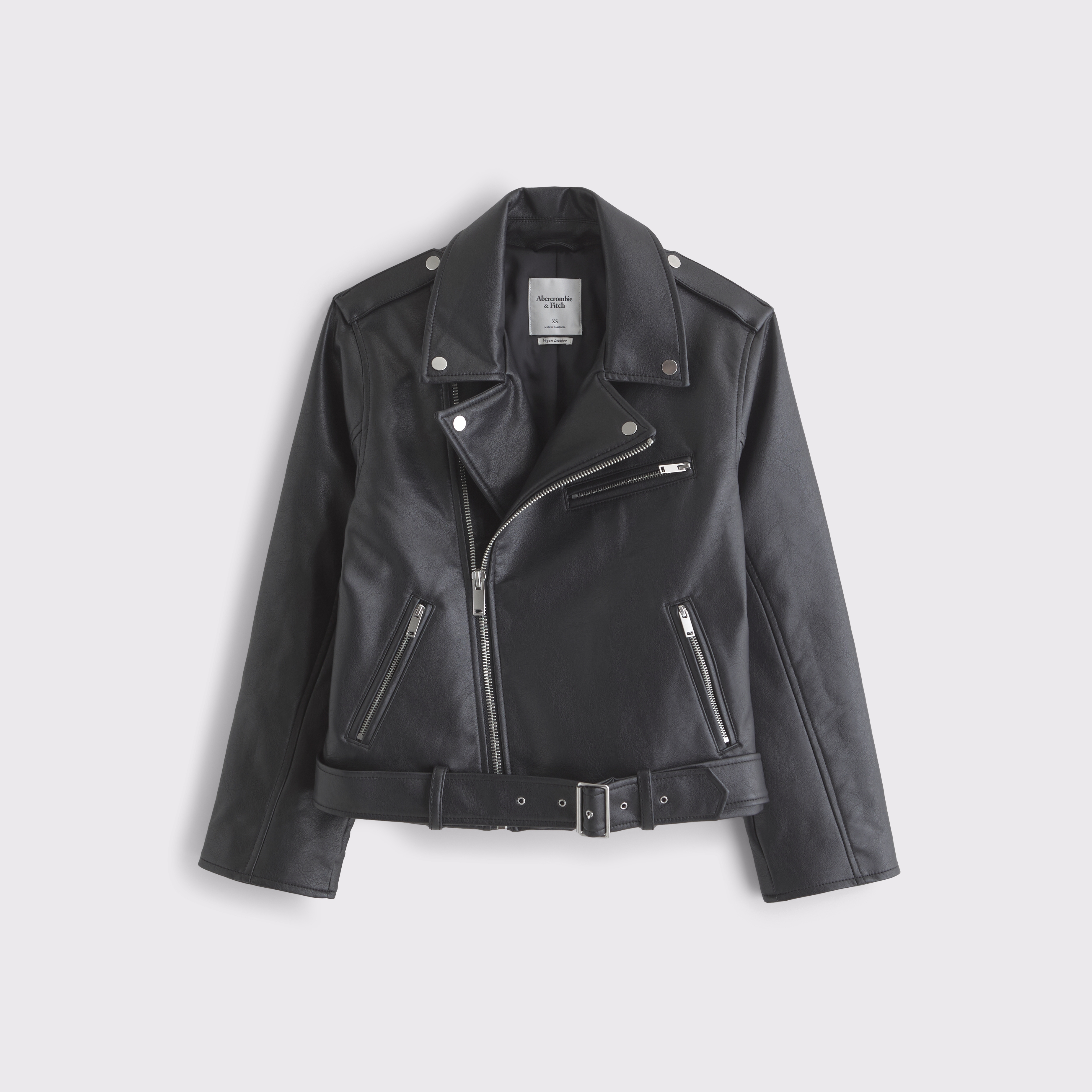 ジャケット・アウター Vegan-Leather Wrap Neck Jacket Vegan-Leather Wrap Neck Jacket