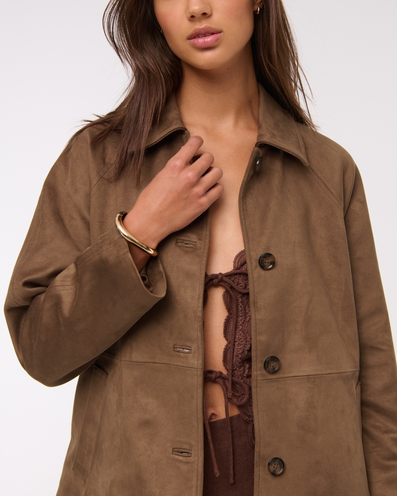 Suede Coat Abercrombie Trench Coat Ladies Women's Classic Vegan