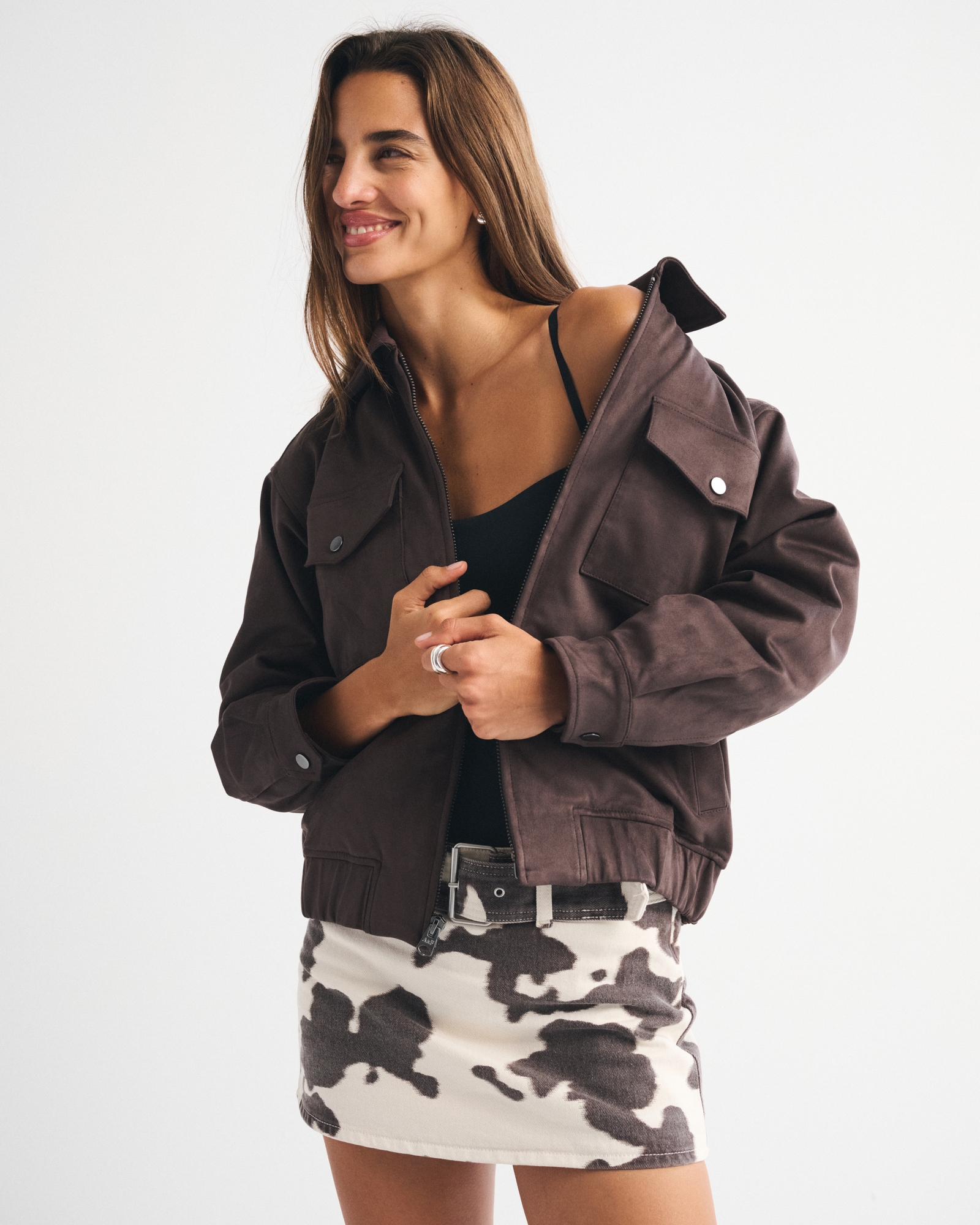 Vegan Suede Bomber Jacket