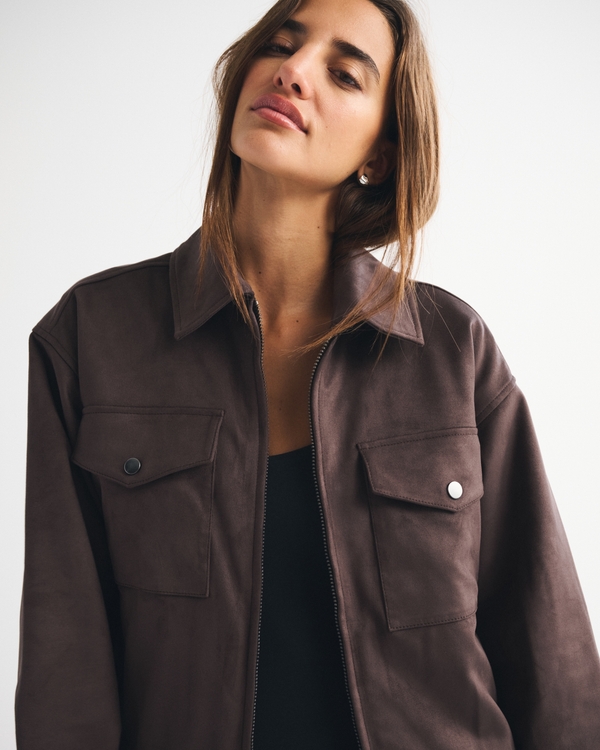 Vegan Suede Bomber Jacket