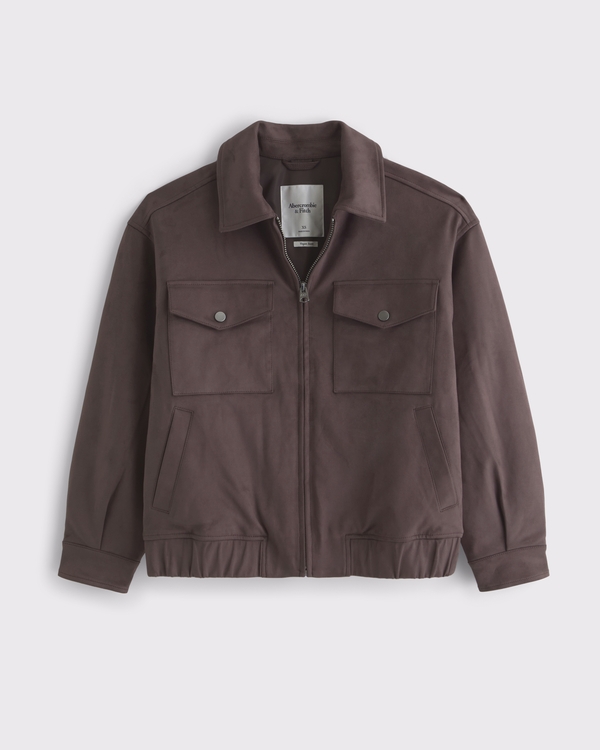Women's Vegan Suede Bomber Jacket | Women's Coats & Jackets