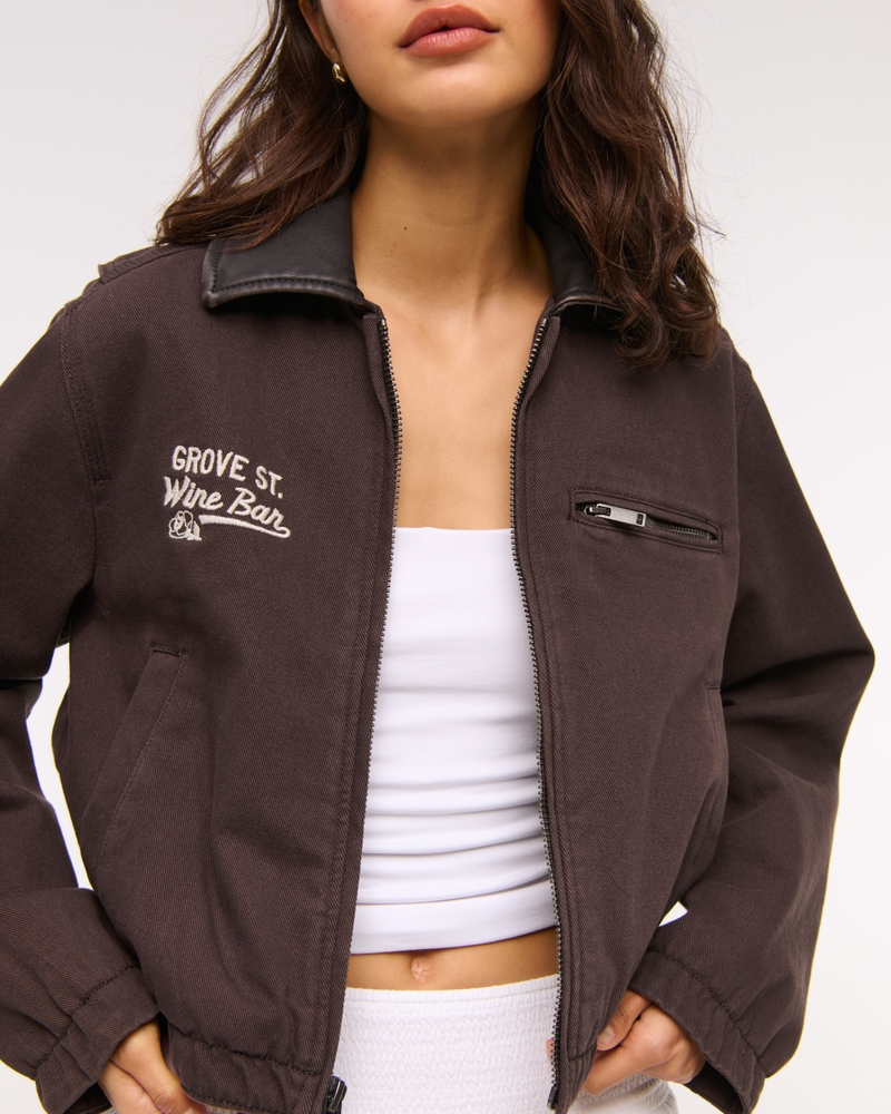 Cropped Twill Trucker Jacket