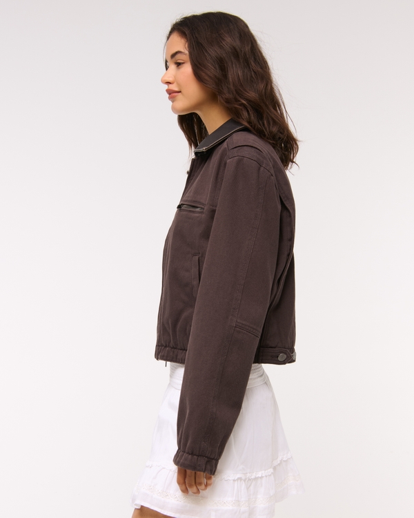 Cropped Twill Trucker Jacket
