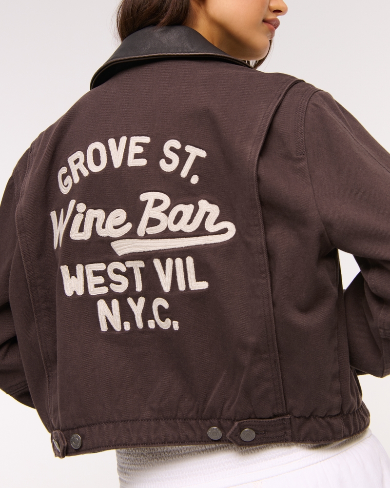 Cropped Twill Trucker Jacket