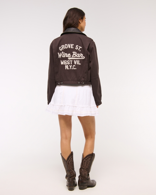 Women's Cropped Twill Trucker Jacket | Women's Clearance
